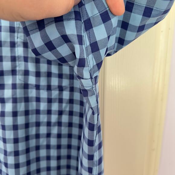 UNTUCKit Men’s Short Sleeve Button Down Shirt Blue Check Pattern Size XXL Preppy - Picture 6 of 7